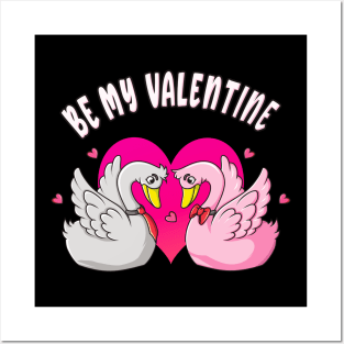 Be My Valentine Cute Swans Love Posters and Art